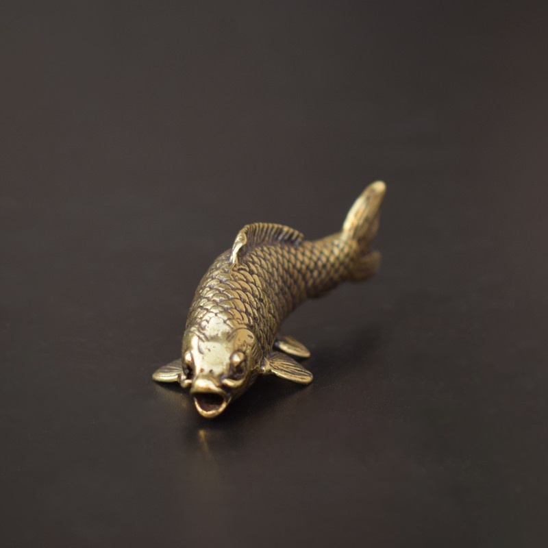 Desk Setup Retro - Retro Brass Carp Fish Figurine Miniature