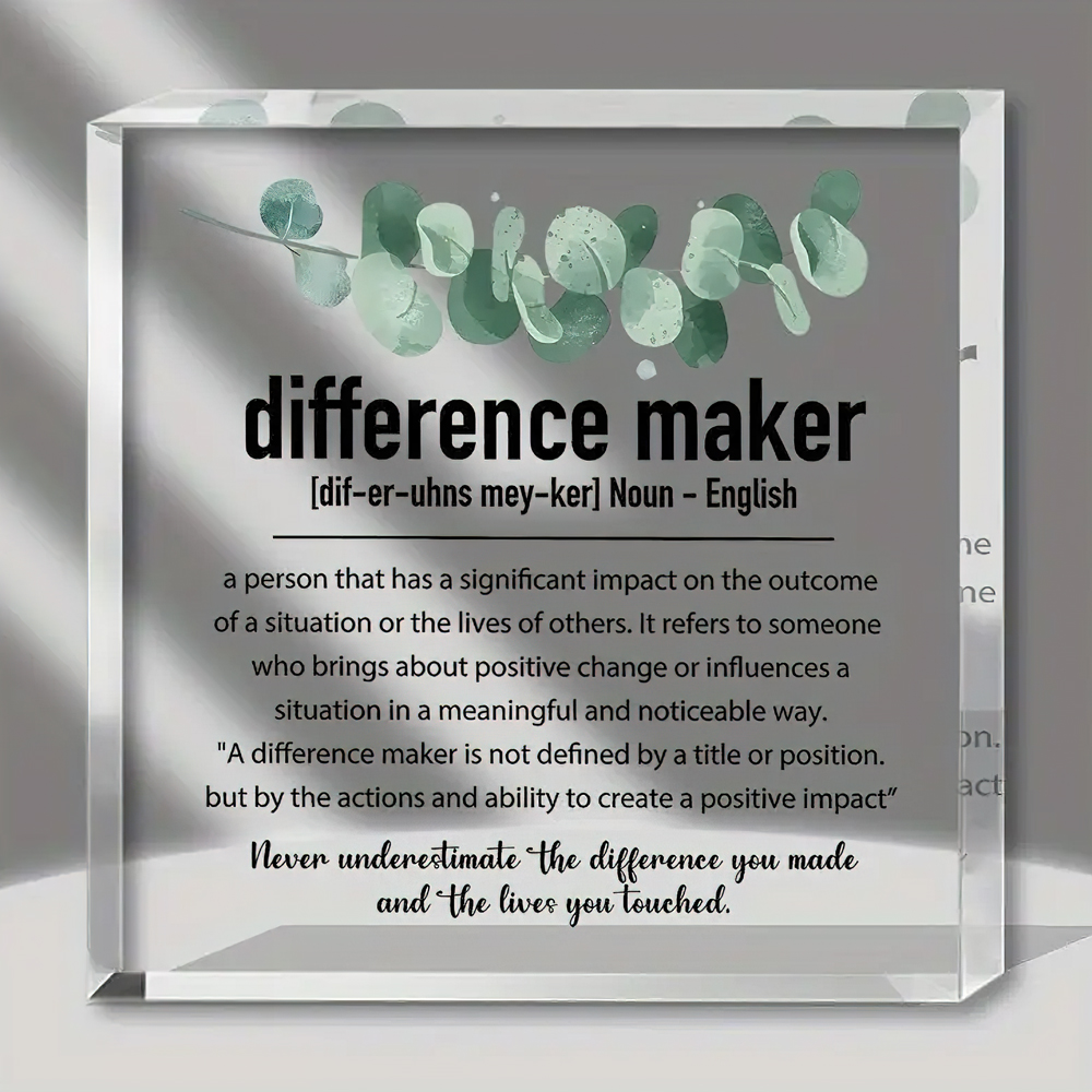 Desk Setup Retro - Acrylic Difference Maker Desk Sign -