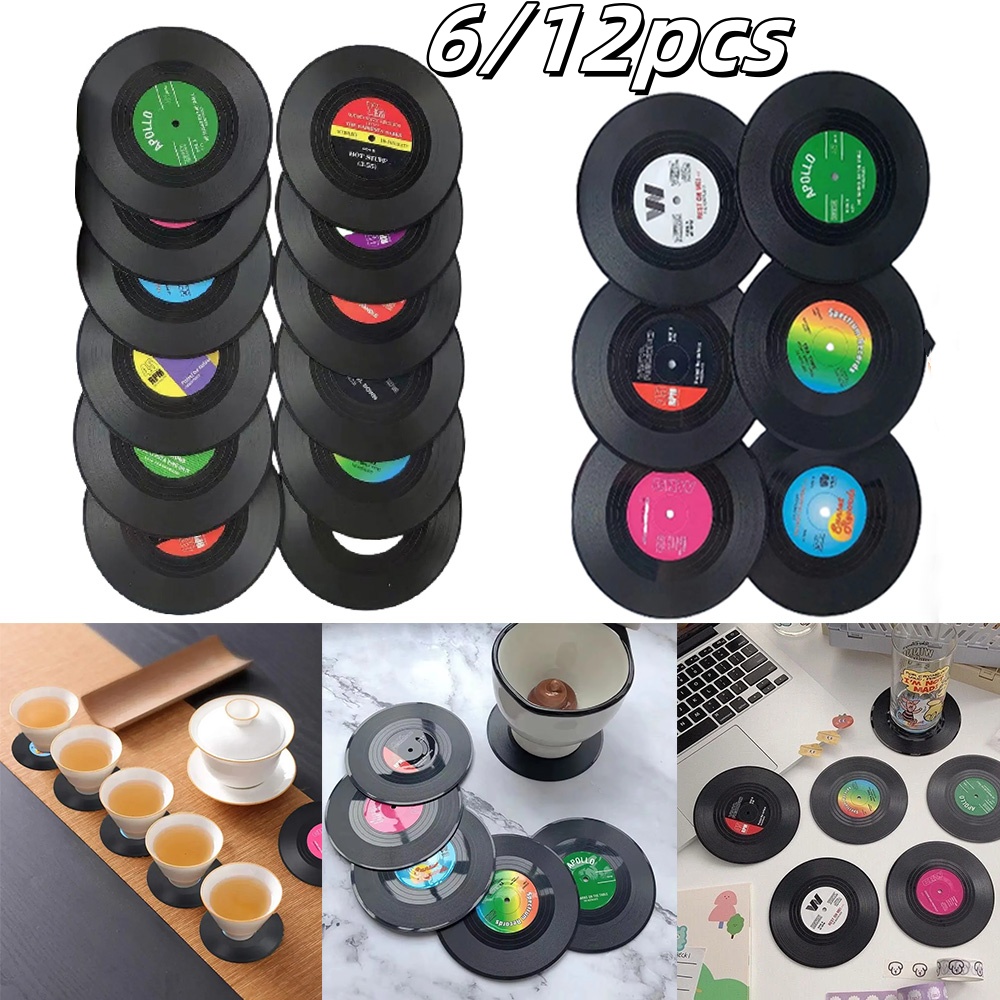 Desk Setup Retro - 6/12pcs Vintage Mug Coaster Colorful Retro