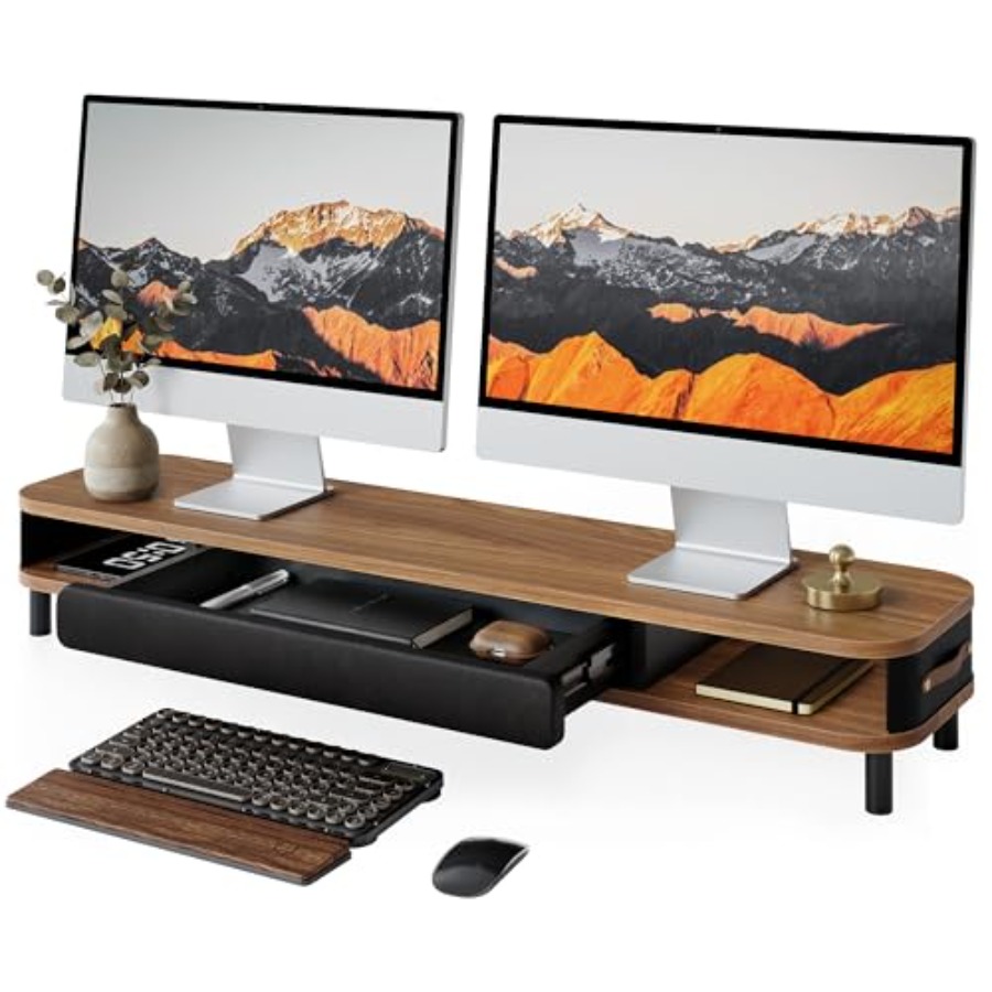 Desk Setup Dual Monitor - Dual monitor riser for ergonomic desk