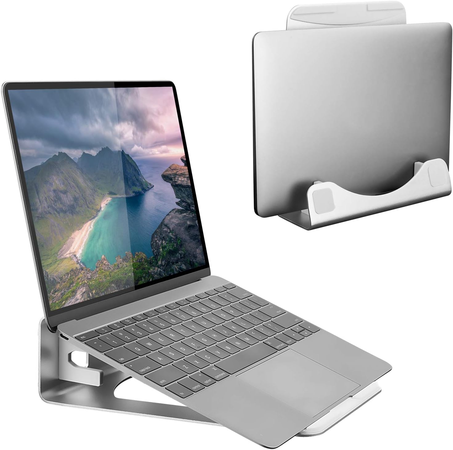 Desk Setup Laptop And Monitor - Vertical Laptop Stand for Desk, 2-in-1