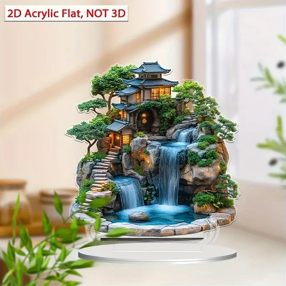 Desk Setup Retro - 2D Flat, 1pc Bohemian Japanese Garden