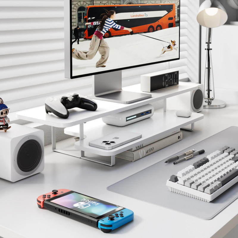 Walnut Finish Monitor Stand Ri – Desk Setup Laptop And Monitor Bewertung und Preis