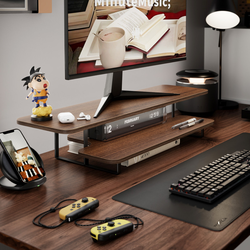 Walnut Finish Monitor Stand Ri – Desk Setup Laptop And Monitor Bewertung und Preis