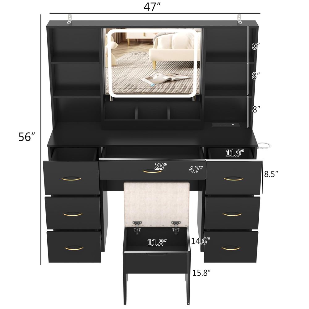 47 inch Large Vanity Desk w 7  – Desk Vanity Setup Bewertung und Preis