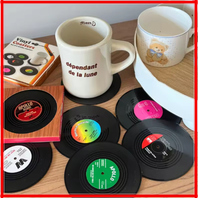 Newest 6pcs Record Cup Mat Pla – Desk Setup Retro Bewertung und Preis