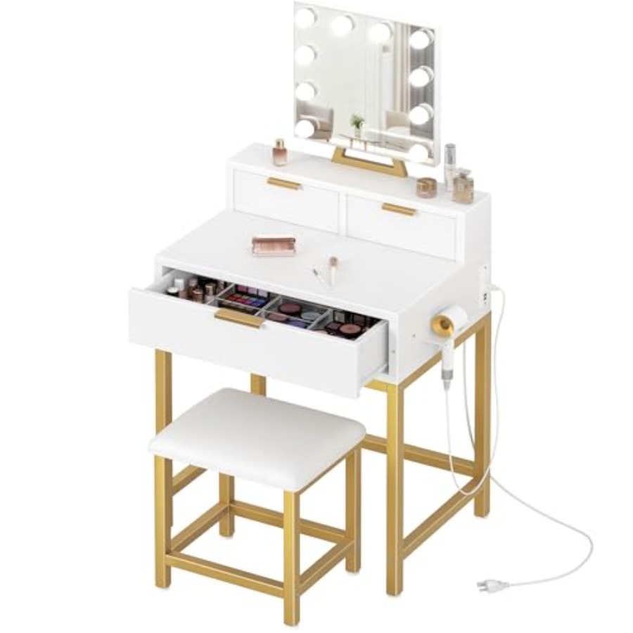 BOLUO Gold Makeup Vanity Desk  – Desk Vanity Setup Bewertung und Preis
