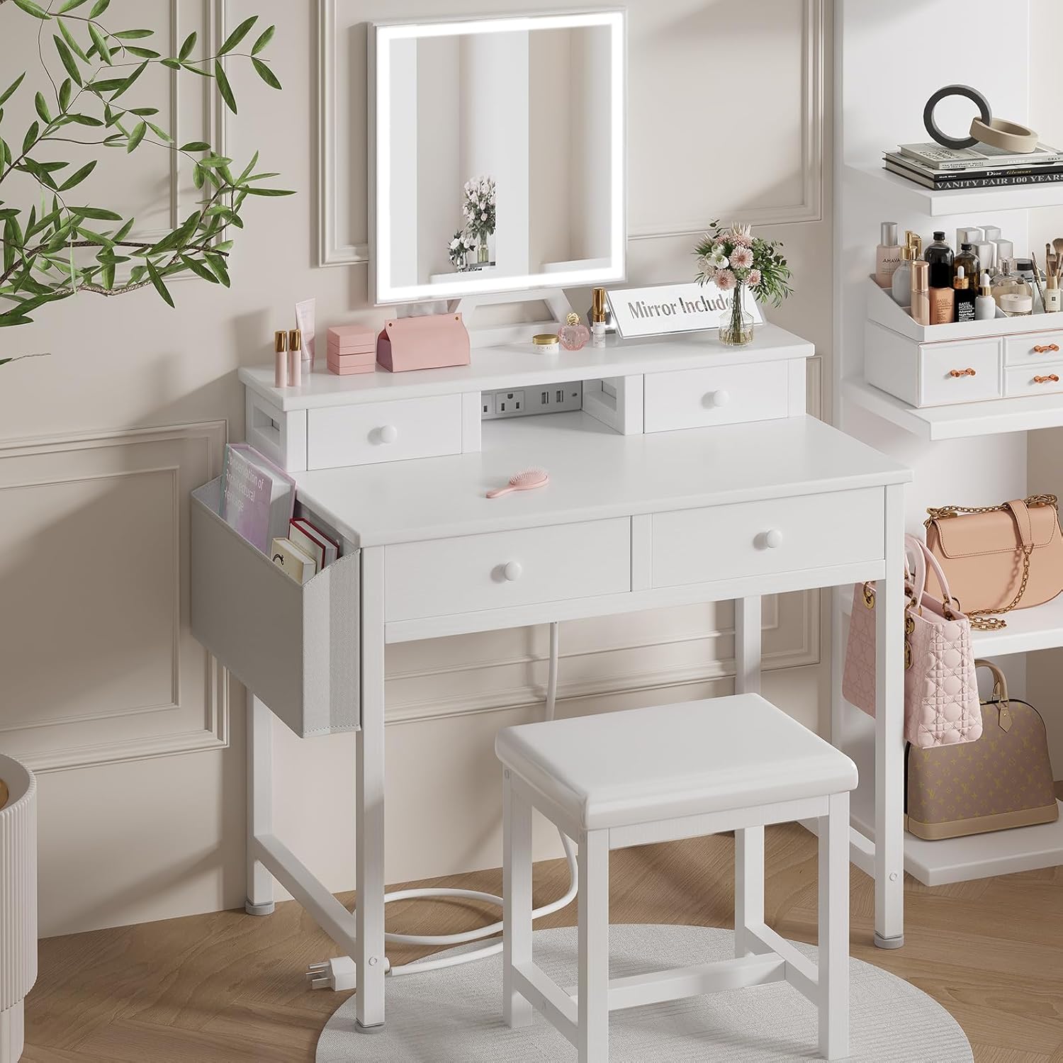 White Makeup Vanity Desk with  – Desk Vanity Setup Bewertung und Preis