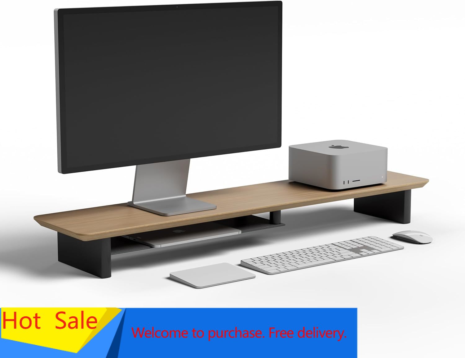 White Oak Dual‑Tier Ergonomic  – Desk Setup Dual Monitor Bewertung und Preis