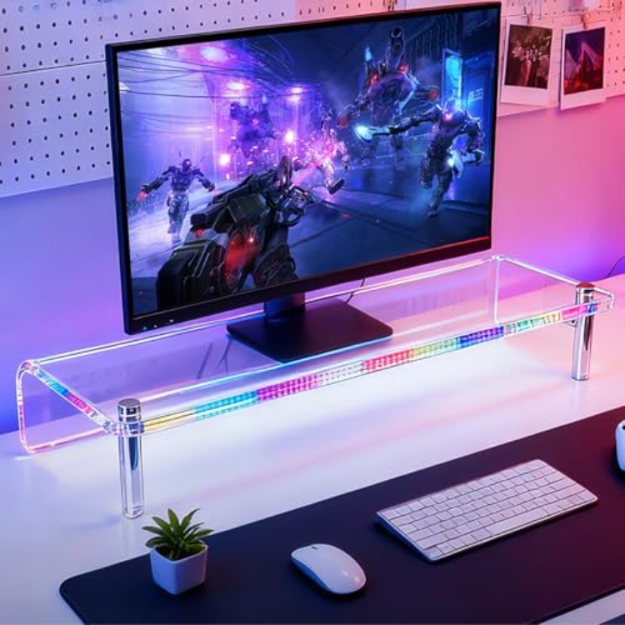 Acrylic Monitor Stand with WRG – Desk Setup Laptop And Monitor Bewertung und Preis
