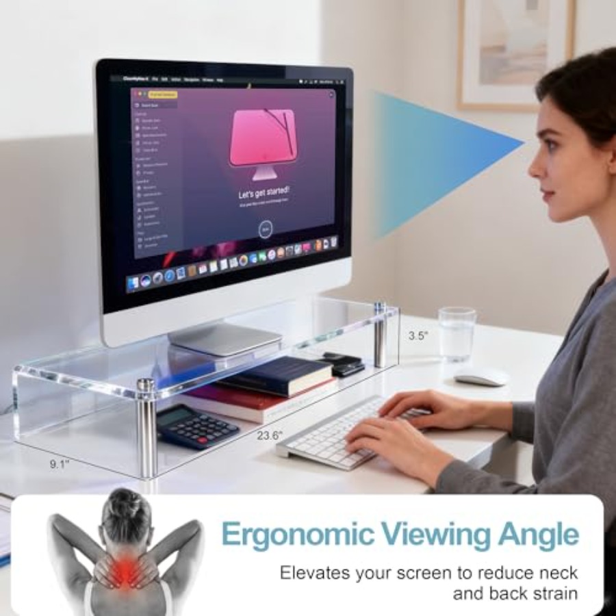 Acrylic Monitor Stand with WRG – Desk Setup Laptop And Monitor Bewertung und Preis