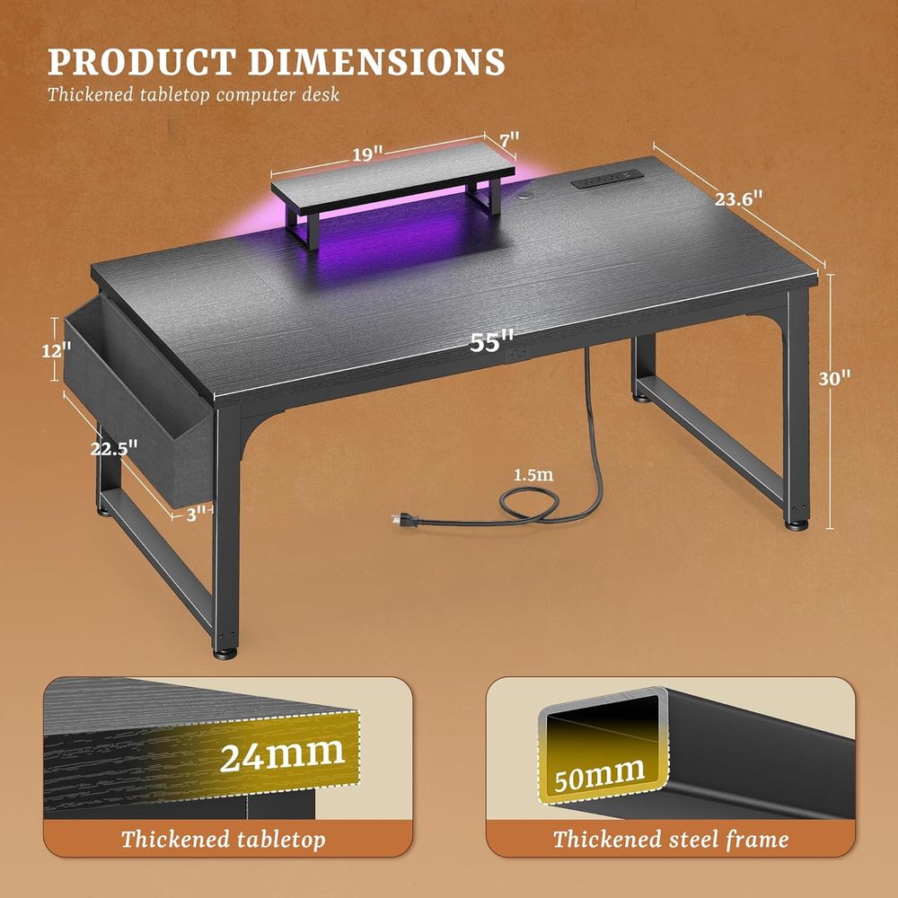 55 Inch LED Gaming Desk with P – Desk Setup Dual Monitor Bewertung und Preis