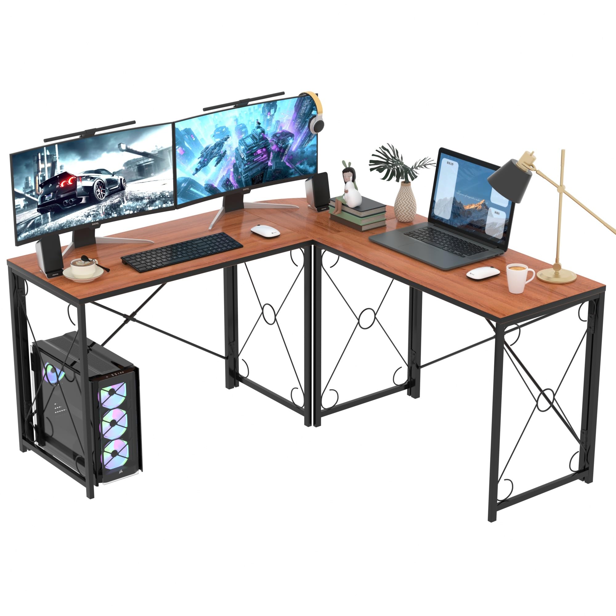 L-Shaped Computer Desk With Me – Desk Setup Dual Monitor Bewertung und Preis