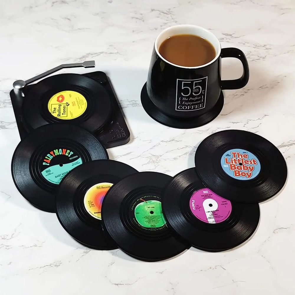 2/4/6PCS Retro Vinyl Record Cu – Desk Setup Retro Bewertung und Preis