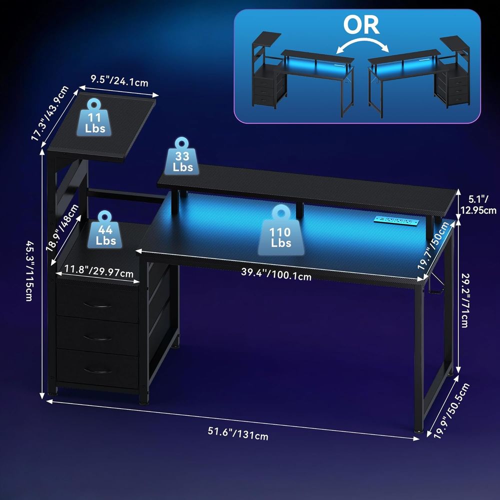 52'' L-Shaped Gaming Desk with – Desk Setup Dual Monitor Bewertung und Preis