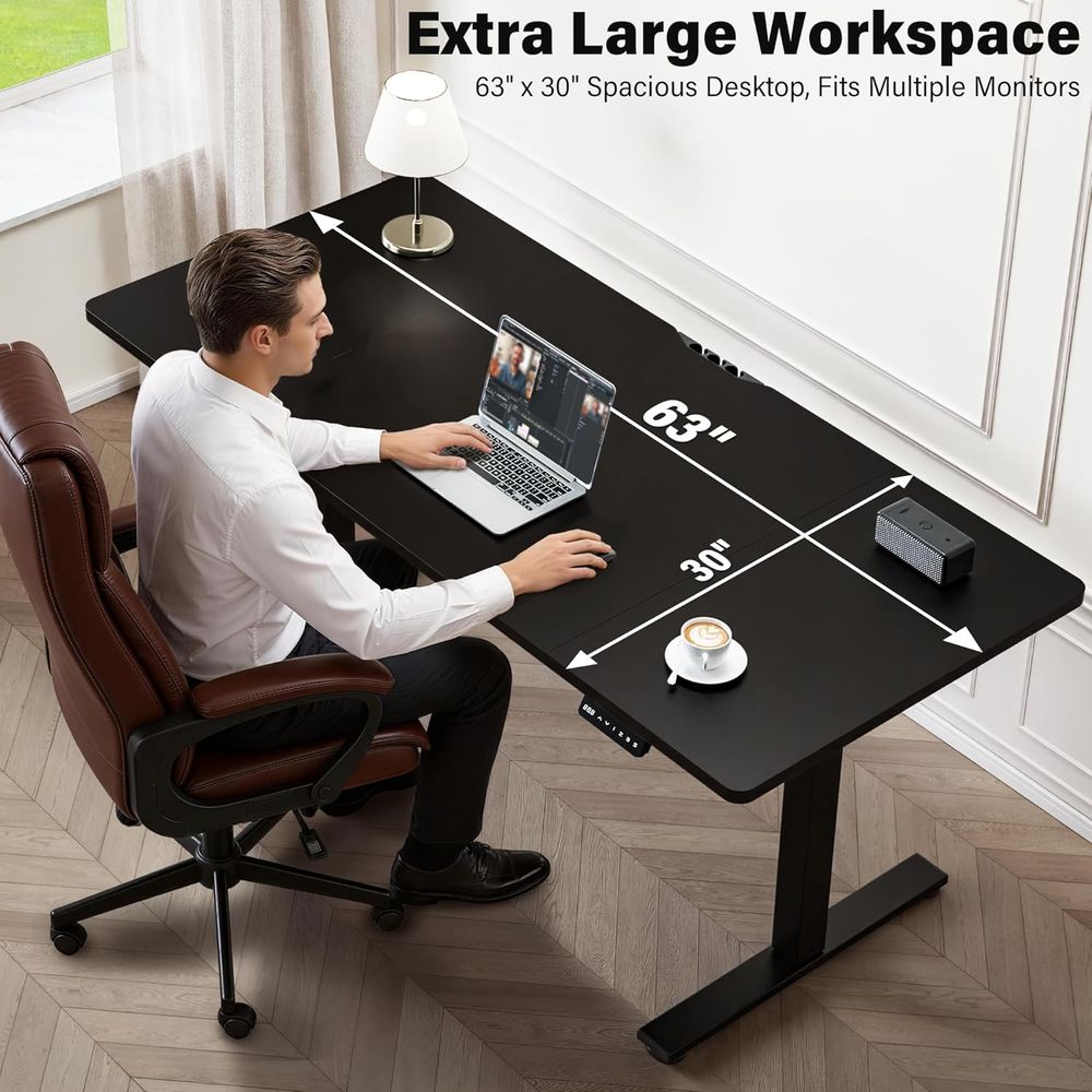 Large 63x30 Electric Adjustabl – Desk Setup Dual Monitor Bewertung und Preis