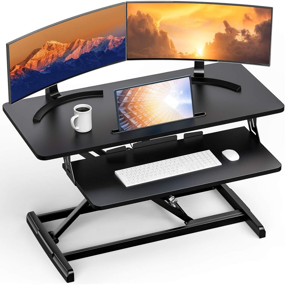 Height-Adjustable Standing Des – Desk Setup Dual Monitor Bewertung und Preis